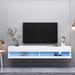 LED Light 180 Wall Mounted Floating Media 80'' TV Stand with Push-Click Door Opening System and 2 Separate Storage White