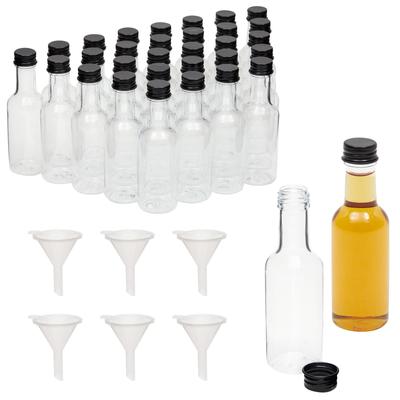 30 Pack 50ml Mini Liquor Bottles with Twist Off Lids and Funnels for Party Favors, Spirits