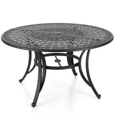 MAISON ARTS Patio Outdoor Cast Aluminium Dining Table with Umbrella Hole