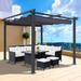 10 Ft x 10 Ft Outdoor Patio Retractable Pergola with Canopy Sun Shelter Pergola Patio Umbrella for Gardens Terraces Backyard Gray