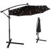 SYNGAR 10ft Solar Outdoor Umbrella LED Lighted Patio Umbrella with Solar Panel 24 LED Bulbs & Crank Rotate System Solar Powered Hanging Umbrella for Patio Garden Yard Poolside Chocolate D115