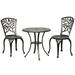 DWVO 3 Piece Cast Aluminum Outdoor Patio Dining Set Outdoor Patio Bistro Sets with Round Table 2 Chairs with Adjustable Feet for Balcony Lawn Garden Backyard Pool Black