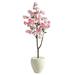 Nearly Natural 4.5 Cherry Blossom Artificial Tree in White Planter - 13