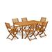 East West Furniture Cameron 7-piece Wood Patio Dining Set in Natural Oil