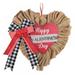 Valentine Wreath for Front Door 14 Heart Shaped Valentine Day Decor Farmhouse Burlap Heart Shaped Wreath with Buffalo Plaid Bows Valentine Door Wreath Decorations for Home Outside Party Decorations