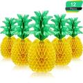 FNNMNNR 12 Pieces 7.8 Inch Pineapple Honeycomb Centerpieces Pineapple Tissue Paper Centerpieces Table Pineapple Decorations for Hawaiian Luau Party Birthday Wedding Home Favor
