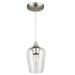 CO-Z 1-light Glass Pendant Light with Adjustable Cord Clear & Nickel Brushed Nickel