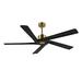 WINGBO 64 Inch DC Ceiling Fan without Lights 5 Reversible Carved Solid Wood Blades - N/A Brass/Black