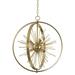 Kira Home Solaris 22 6-Light Orb/Globe Sputnik Starburst Chandelier + Pivoting Rings Adjustable Height Cool Brass