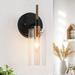 Beyond Modern Black Gold Bathroom Vanity Light Dimmable Wall Sconces with Cylinder Glass 1-Light