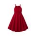 Girls Dress Cute Striped Spaghetti Strap Summer Dresses Solid Color Pleated Swing Casual Midi Dresses Size 7 To 12 Years