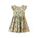 Dresses for Teens Girls Short Sleeve Mini Dress Floral Print Yellow 130