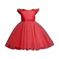 gvdentm Toddler Girls Dress Cotton Linen Ruffle Backless Sleeveless Kids Casual Party Dresses Easter Dresses For Toddler Girls Red 2-3 Years