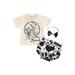 ELF Toddler Girl 3pcs Short sleeve crewneck cow print top + Casual shorts + bow headband embellishments 0-24M