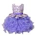 Girls Midi Dress Sleeveless Princess Dress Floral Print Purple M