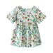 Eashery Dresses For Girls Girl Maxi Dress Floral Short Sleeve Dresses with Pockets for Girls Green 4-5Years