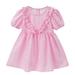 ZHAGHMIN Easter Dress Toddler Girls Short Sleeve Ruffles Solid Princess Casual Dress Casual Kids Clothes 6 Girl Dress Easter Dress Size 6 Clothes for 4 Year Old Girl Plaid Dress for Big Girls