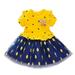 Toddlers And Baby Girls Dress Short Sleeve Casual Dresses Floral Print Yellow M