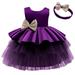 Girls Dresses Short Sleeve A Line Short Dress Casual Print Purple 110