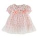 Toddler Girls Dresses Short Sleeve Bow Lace Dress Floral Print Princess Dress Baby Girl Clothes