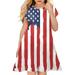 Girl s Summer Dresses Short Sleeve Casual Dresses Independence Day Printed Hot Pink 150