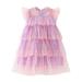 Princess Dresses for Girls Short Sleeve Mini Dress Casual Print Purple 150
