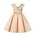 Girl s Summer Dresses Short Sleeve Casual Dress Casual Print Gold 110