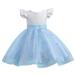 Girls Dresses Short Sleeve Mini Dress Casual Print Sky Blue 120