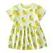 Little Girl Dresses Summer Casual Short Sleeve A Line Short Dress Casual Print Green 4Y