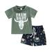 ZHAGHMIN Baby Pants 6-9 Months Toddler Boys Summer Short Sleeve Cow Letter Prints Tops Shorts 2Pcs Outfits Clothes Set for Babys Clothes 5T Sweatsuit Boy Summer Baby Boy Clothes Baby Suspenders And