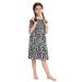 Girl s Summer Dresses Sleeveless Midi Dresses Floral Print Black 160