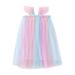 Summer Dresses for Girls Short Sleeve Mini Dress Gradient Print Blue 110