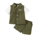 Mikrdoo Toddler Baby Boys OOTD Baby Fake Two Pieces Turn-down Collar Shirt Elastic Shorts 2Pcs Clothes Set For Summer Green 2-3 Years