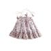 Lamuusaa Baby Girls Summer Dress Floral Print Bandage Spaghetti Straps Loose Sleeveless Dress for Toddler Beach Party Wear