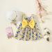 Lamuusaa 2Pcs Baby Girl Summer Dress Outfits Sleeveless Bow Front Floral Print Dress + Sun Hat Set