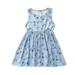 Summer Dresses Girls And Toddlers Sleeveless A Line Short Dress Floral Print Blue 100