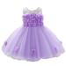 Little Girl Dresses Summer Casual Short Sleeve Midi Dresses Casual Print Purple 90