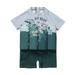 JURANMO Vintage Baby Kids Hawaii Print Swimsuit Float One-Piece Short Sleeve Crewneck Romper Zip Up Graphic Buoyancy Swimwear for Girls Boys