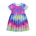 Penkiiy Toddler Baby Kids Girls Tie Dyed Dress Princess Dresses Casual Clothes Dresses for Toddler Girls 11-12 Years Purple On Clearance