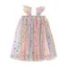 ZHAGHMIN 4T Dresses for Girls Toddler Girls Fly Sleeve Rainbow Tie Dye Tulle Princess Dress Dance Party Dresses Clothes Tight Dress for Kids Girl Girls Sleeveless Dress Preschool Dress Dresses for G