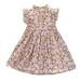 Girls Midi Dress Short Sleeve Party Tutu Dresses Floral Print Pink 130