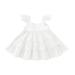 Girls Midi Dress Short Sleeve Party Tutu Dresses Solid Print White 100