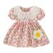 Summer Dresses for Girls Short Sleeve Princess Dress Casual Print Pink 7