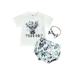 ELF Toddler Girl 3pcs Short sleeve crewneck cow print top + Casual shorts + bow headband embellishments 0-24M