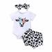 Boys Girls Short Sleeve Independence Day 4th Of July Cow Prints Romper Bodysuit Shorts Headbands Outfits Outfits for Juniors Girls
