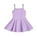 Girl s Summer Dresses Sleeveless Casual Dresses Solid Print Purple 90