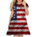 Girls Midi Dress Short Sleeve A Line Short Dress Independence Day Printed Hot Pink 120