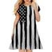 Girls Dresses Short Sleeve Casual Dresses Independence Day Printed Grey 150