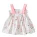 Girls And Toddlers Dress Sleeveless A Line Short Dress Casual Print Pink 80