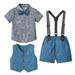 JURANMO Toddlers and Baby Boys 3-Piece Special Occasion Bow-Tie Button Down T-Shirt and Vintage Button Down Vest and Shorts Sets